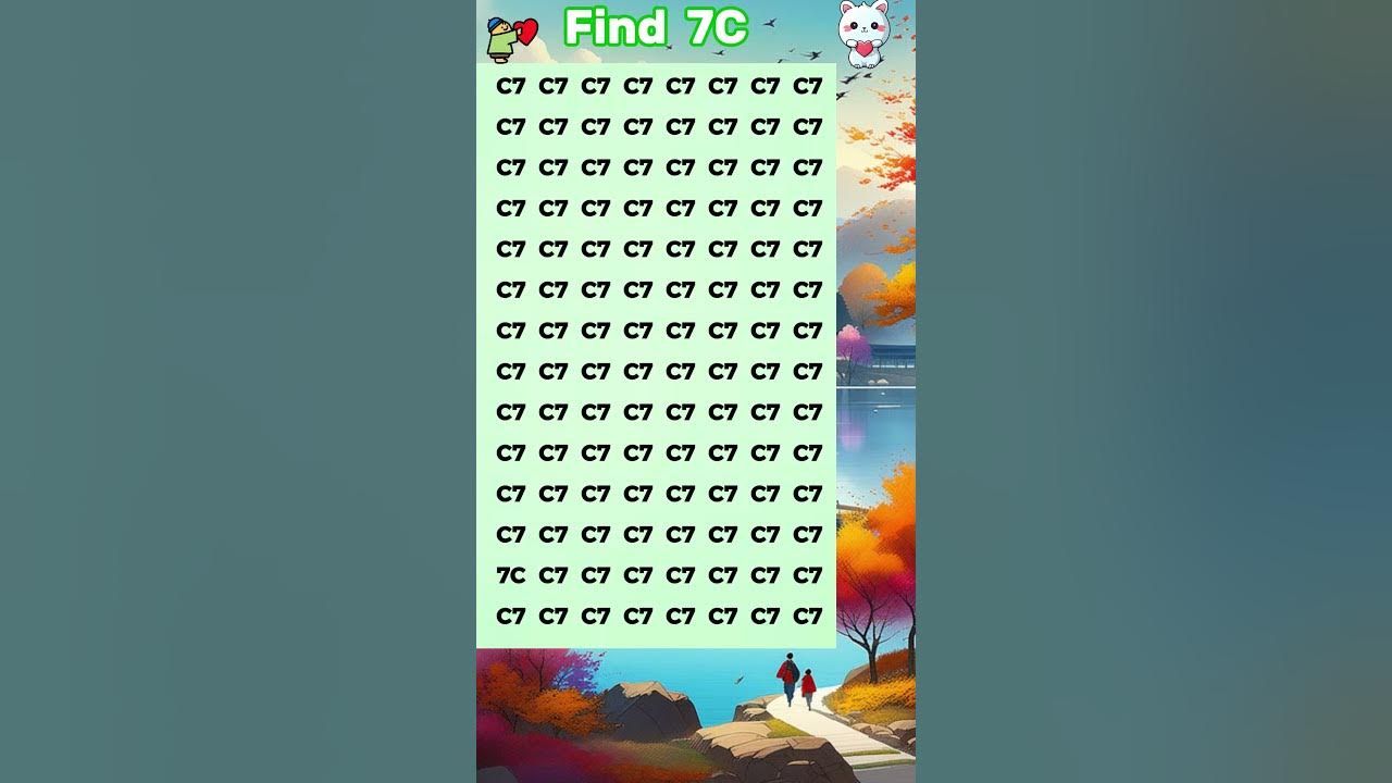Find 7C - Test your visual skills by finding the hidden number 7C in 5 ...