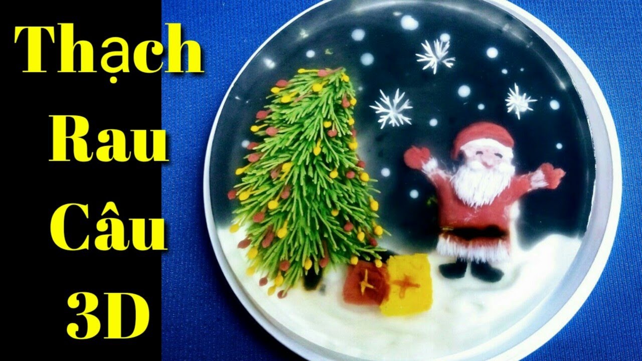 Thạch Rau Câu 3D - Chủ Đề Giáng Sinh ( Christmas 2020 ): Vẽ Ông Già Noel Bên Cây Thông