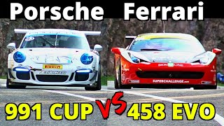 Porsche 991 GT3 Cup VS Ferrari 458 Challenge EVO - HillClimb Supercars Comparison!