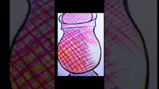 Easy Cross-Hatch Vase Drawing Satisfying Art""9 Sec Colorful Vase Drawing | Beginner Art" #shorts