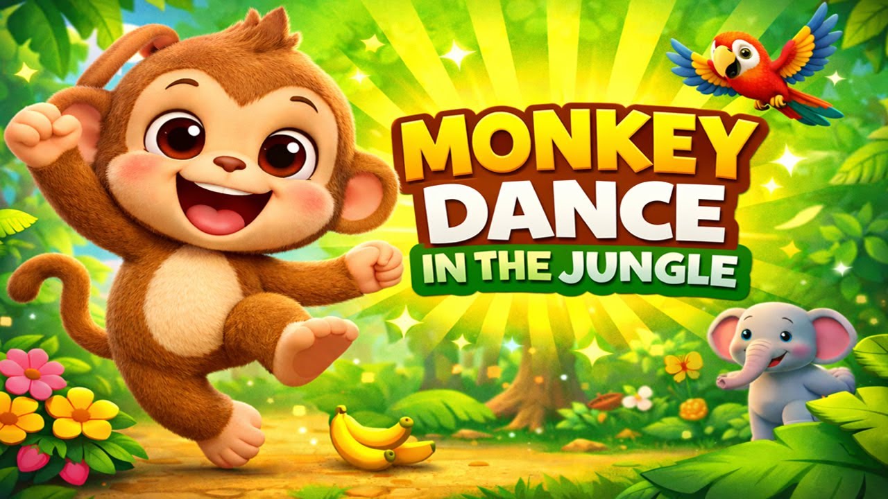 Monkey Dance 🐒 | Fun Kids Dance Song | Jungle Animal Dance | Nursery Rhymes