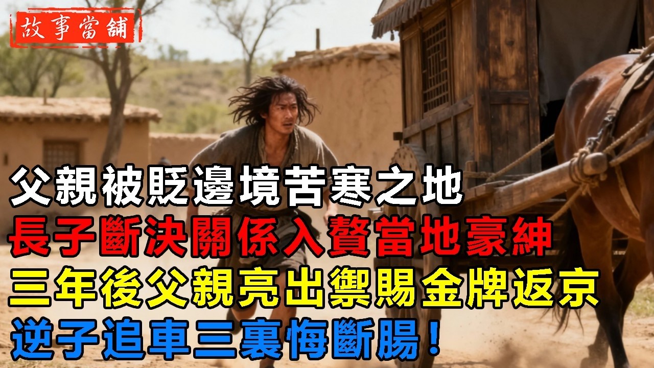 父親被貶邊境苦寒之地，長子斷決關係入贅當地豪紳，三年後父親亮出禦賜金牌返京，逆子追車三裏悔斷腸！| 民間故事 | 故事當舖