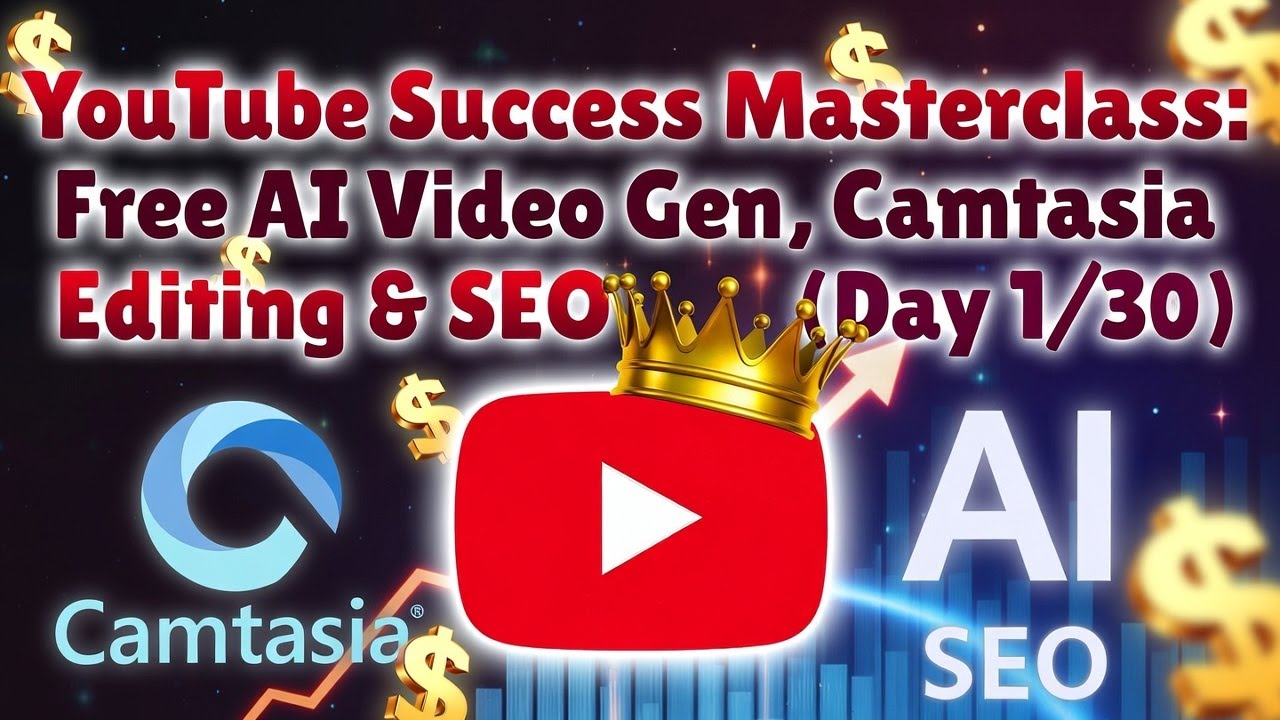 YouTube Success Masterclass: Free AI Video Gen, Camtasia Editing & SEO (Day 1/30)