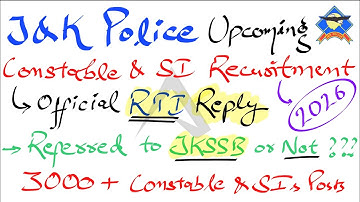 JK Police Constable Upcoming Recruitment 2026: Official RTI Reply | JKP Constable 3000+ Posts Vacant