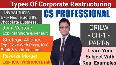 PART- 6 TYPES OF CORPORATE RESTRUCTURING /  CRILW CS PROFESSIONAL JUNE 2023. CRILW CH-1