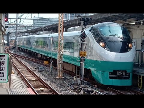 E657系フレッシュひたちリバイバル塗装(グリーンレイク)特急ひたち4号4M品川行  上野駅9番線到着 2023,6/18 ジョイント音最高!