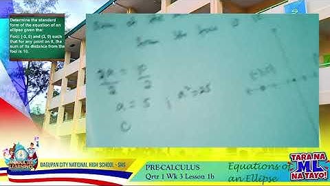 Equation of an Ellipse Centered at Origin given the Foci and the Distance from Any Point on the Foci