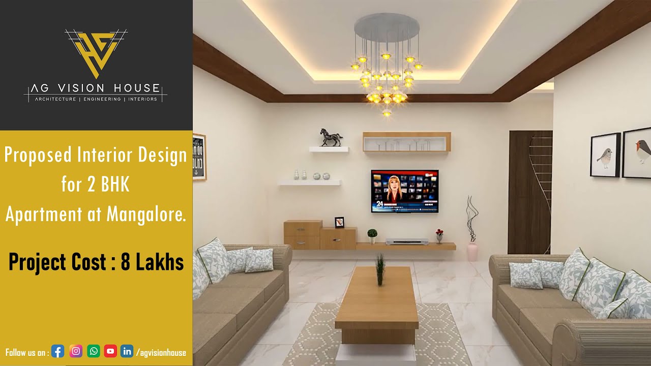 LOW BUDGET INTERIOR DESIGN | 2BHK APARTMENT MANGALORE | AG VISION HOUSE # mangalore - YouTube