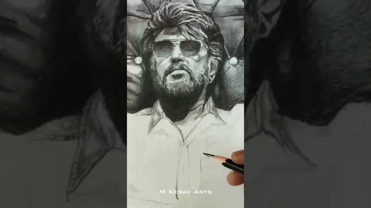Coolie Superstar Rajinikanth Sir Pencil Sketch ( M Kesav Arts)  
