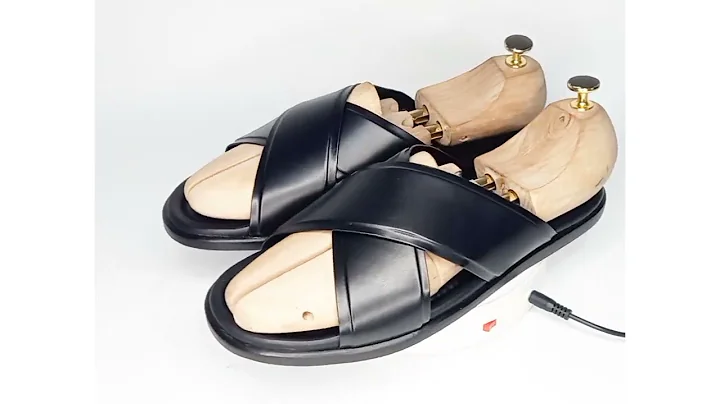 Hansel Crossover Italian Premium Leather Slippers In Black