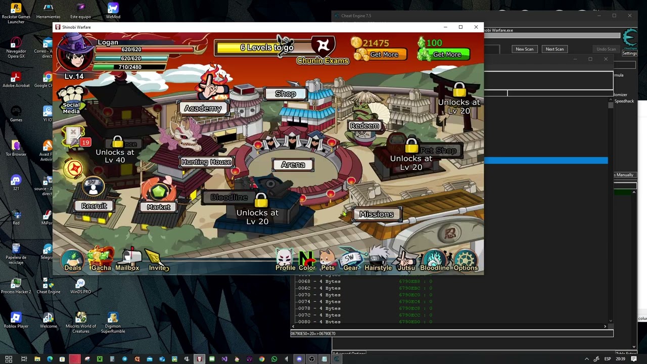 shinobi warfare Cheat engine Como encontrar los valores