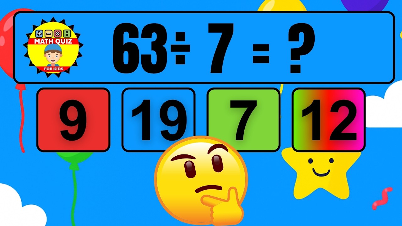 20 Easy Math Questions for Kids | Mixed Operations Quiz - YouTube