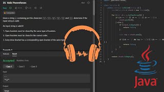Soothing relaxing music LeetCode Java Coding: Solving Valid Parentheses Easy level