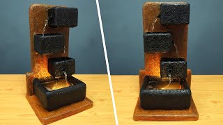 Beautiful Homemade Tabletop Water Fountain Using Thermocol & Cement | Amazing DIY Water Fountain