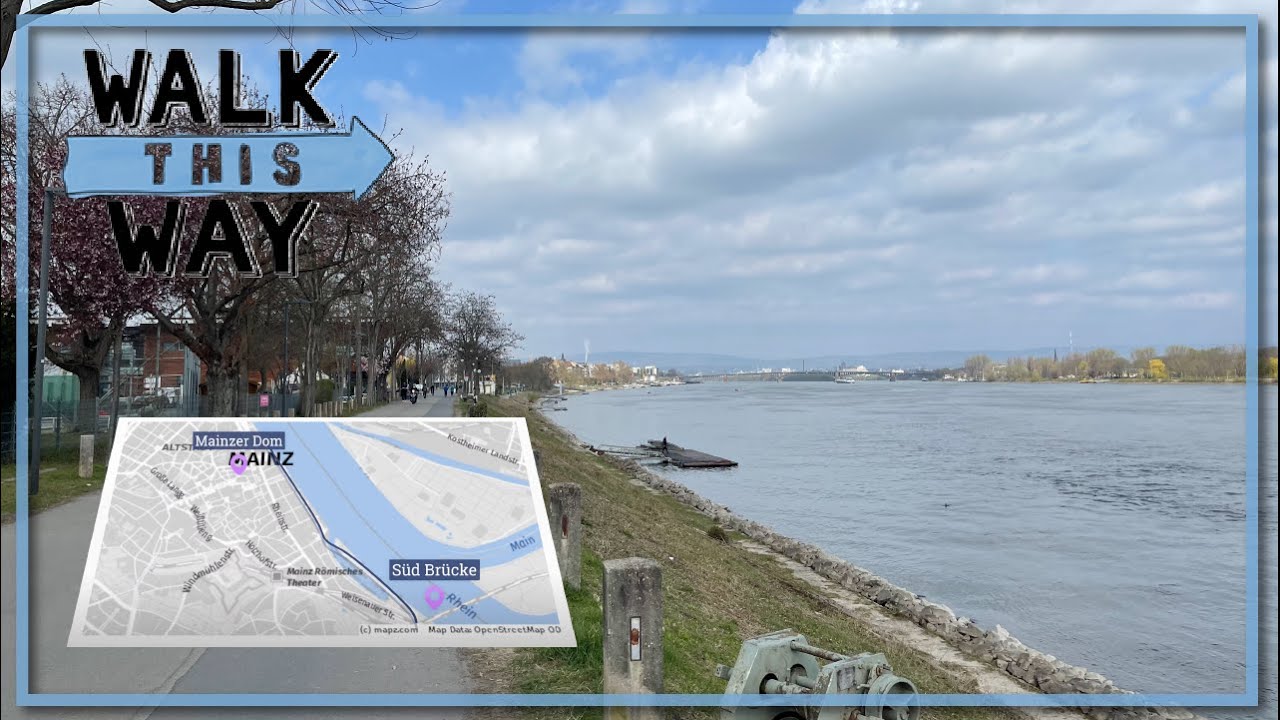 Mainz Rheinufer Walking Tour 2021 - 4k