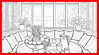 Color by Number Bright Sunroom with Garden View Aura Color app #coloringbook #relaxmindgames screenshot 3