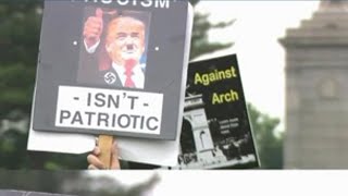 Protesters rally against proposed Trump Triumphal Arch near National Mall during Memorial Day weeken