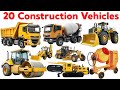 20 Construction Vehicles Name in English | Heavy Machines for Kids | Learning Vehicles Video
