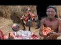 Hadzabe tribe cooking hunt successfully