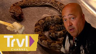 Eating POISONOUS Food with an Iron Chef | Bizarre Foods with Andrew Zimmern | Travel Channel