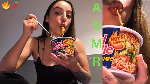 ASMR Hot And Spicy Noodles Mukbang | Misophonia warning!! ⚠️ Extreme Slurping Sounds 