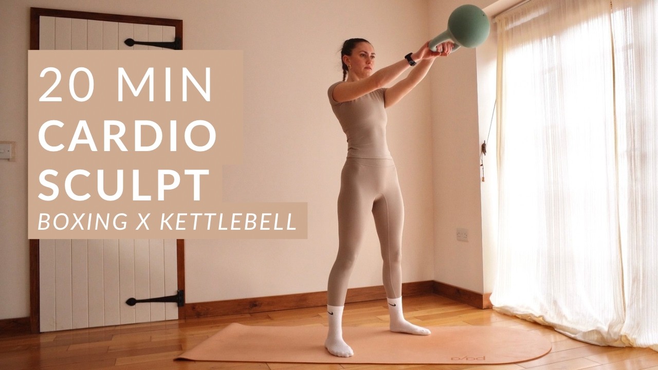 20 MIN Kettlebell Cardio Sculpt Workout | kettlebell & boxing workout | full body fat burn & toning