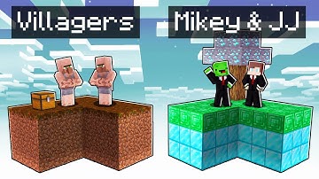 Villagers POOR vs Mikey & JJ RICH SKYBLOCK Battle in Minecraft (Maizen)