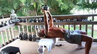 65 year old guy doing body beast build back and bis