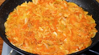 Cabbage, carrot and eggs are better than meat! Simple and delicious breakfast recipe