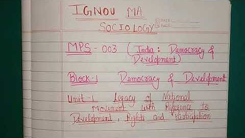 IGNOU MA SOCIOLOGY & POL. SCIENCE || MPS -03 India : Democracy & Development || UNIT -1(Part-1)