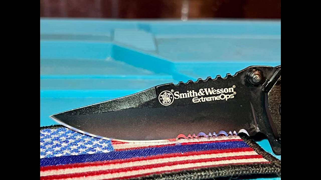 Smith & Wesson S&W Extreme Ops knife sharpening, from dull, to slicey  sharp. The full journey. 
