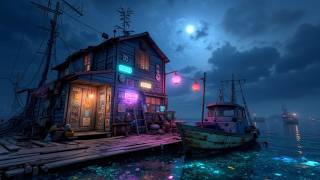 Lofi Sea Night Vibes Japanese Beach Chill Ambience Sleep Music