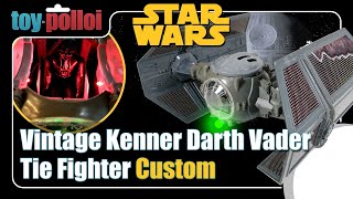 Vintage Star Wars Kenner Darth Vader Tie Fighter Custom stickers & lights - Toy Polloi