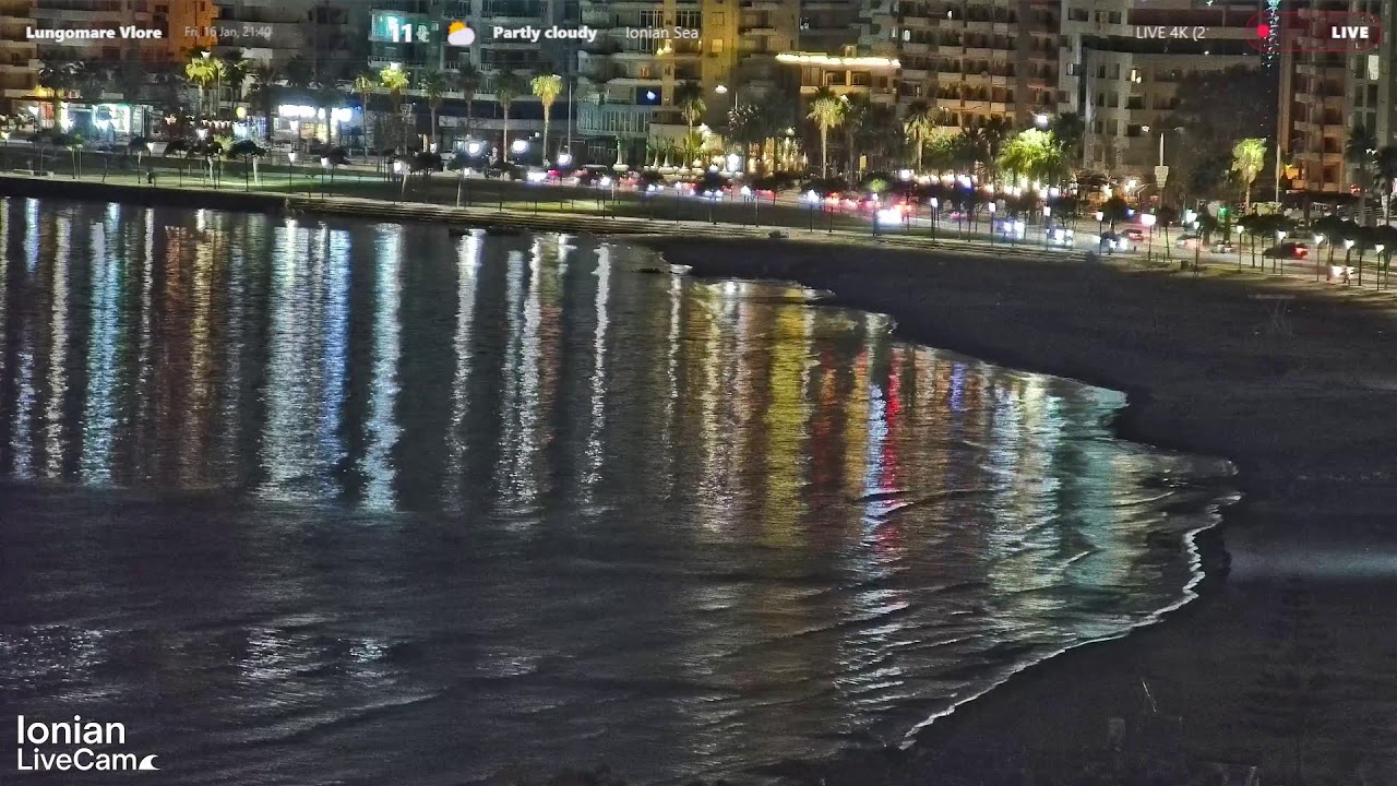 LIVE 4K Vlore Sea View • Daytime to Sunset • Real-Time