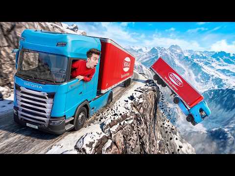 MISTAKE = DEATH! Mountain Downhill in Trucks! (BeamNG.drive)
