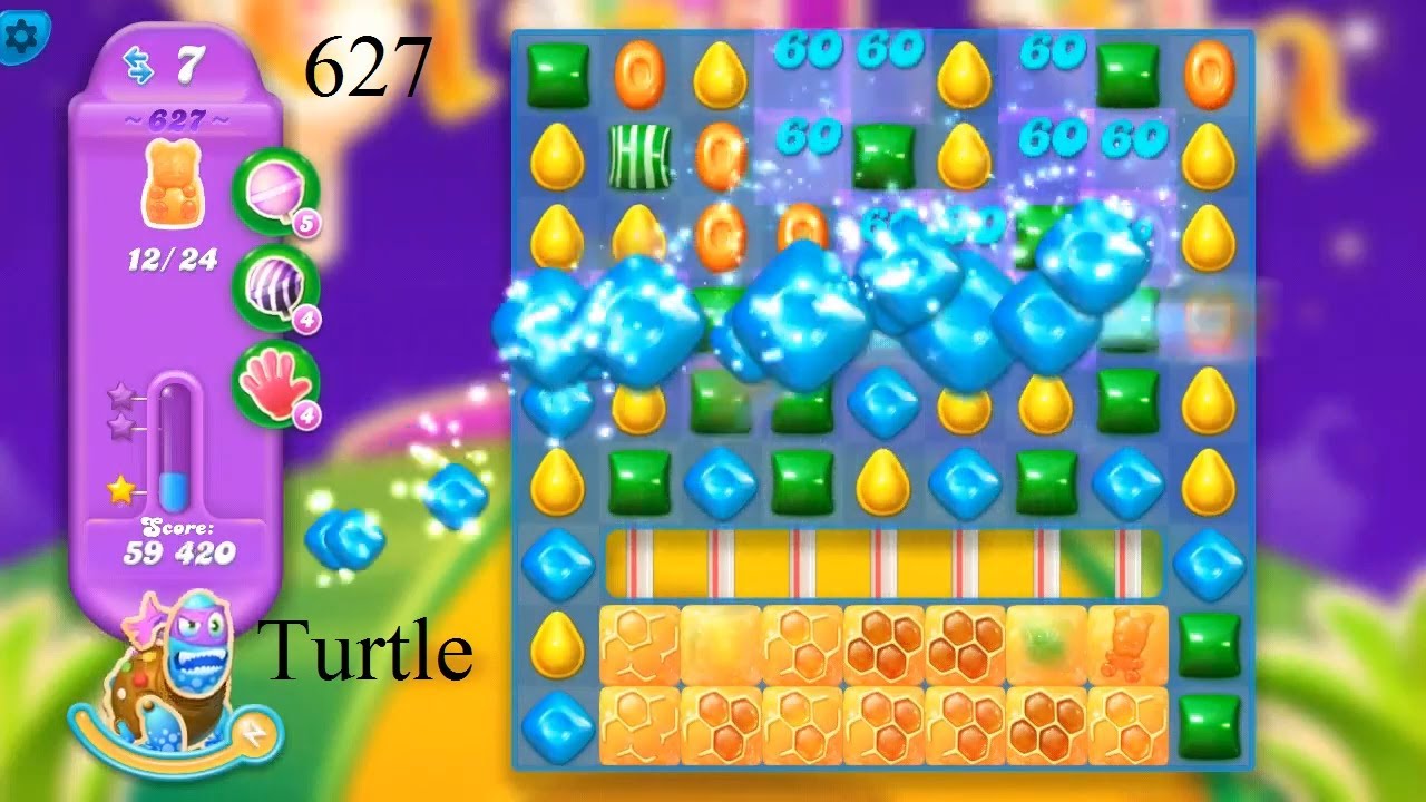 Candy Crush Soda Saga Level 627 no boosters turtle! YouTube