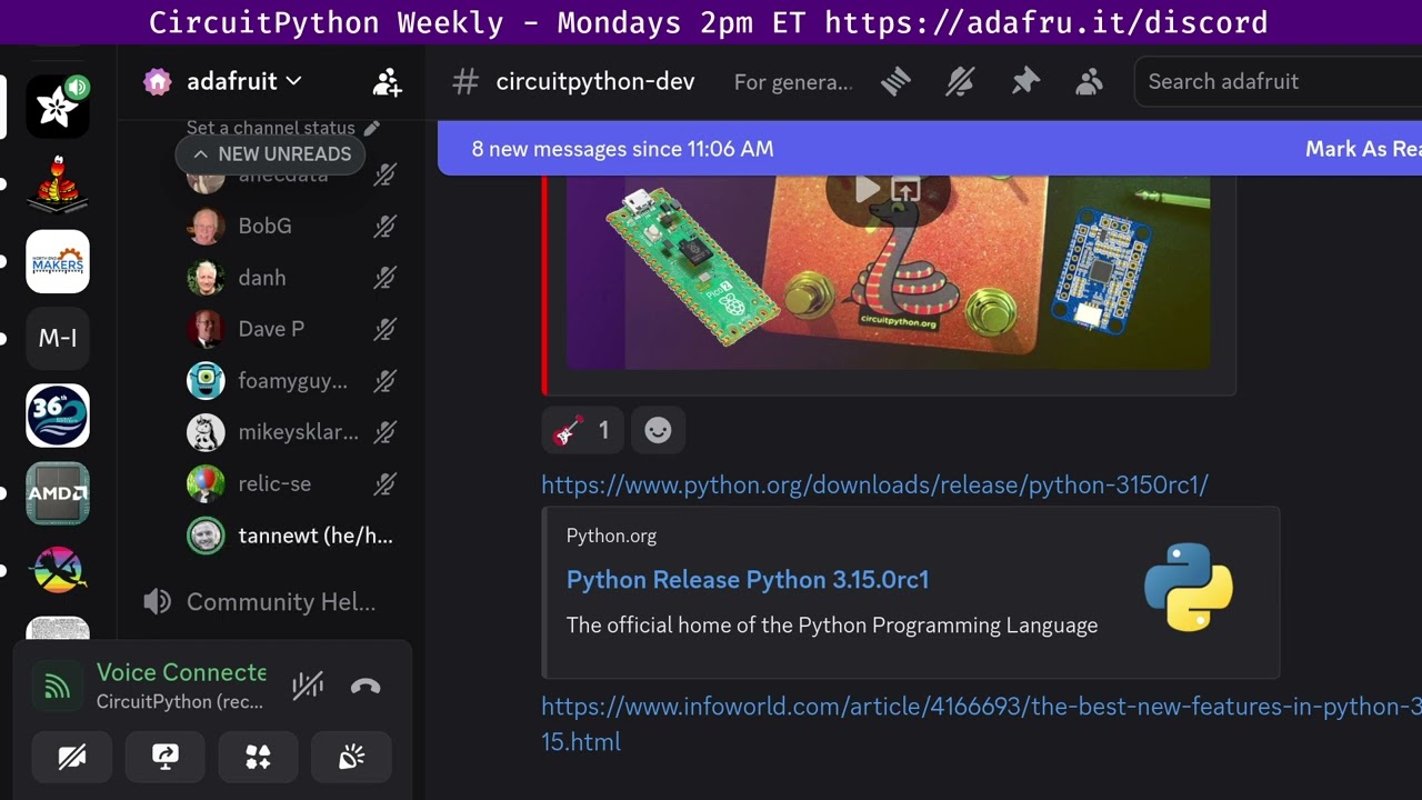 Thumbnail for CircuitPython Weekly Meeting for August 17, 2026 #adafruit