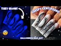 CREEPY CRAWLER HALLOWEEN NAILS 🪱 | GLOWING ACRYLIC POWDER | EASY HALLOWEEN NAIL ART