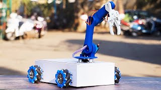 Programmable 4 Dof Robotic Arm On Mecanum Wheels | Arduino Programmable Robot