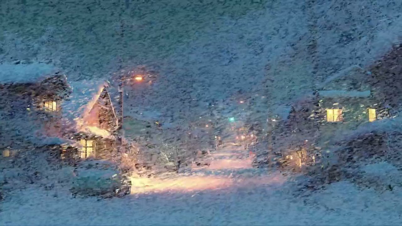 Quiet Town Street in a Fierce Blizzard Night | Glowing Windows, Howling Winds and Heavy Snowfall