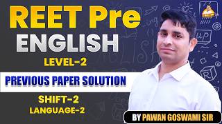 REET Pre English Previous Paper Solution | Level-2 |  Language 2 | By Pawan goswami sir