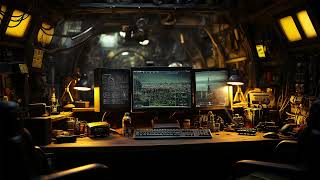 Netrunner Hideout Cyberpunk Futuristic City. Sci-Fi Ambiance for Sleep, Study, Relaxation