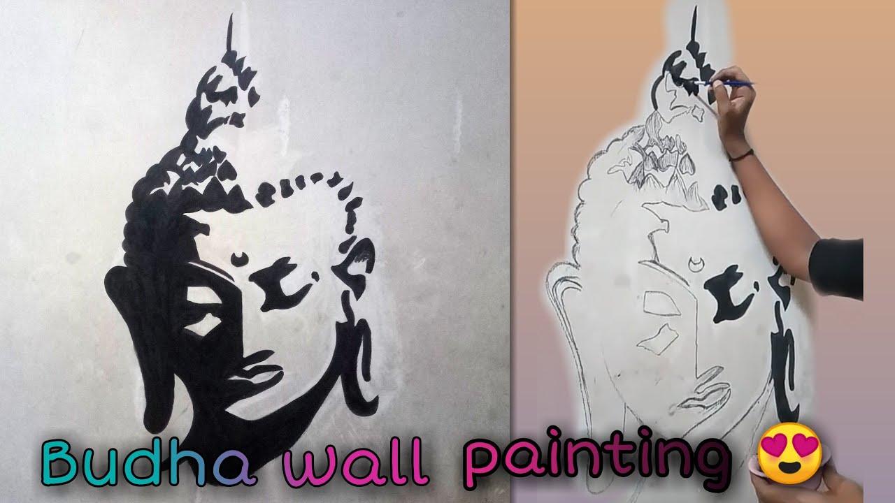 Lord Buddha's wall painting | black coloured wall painting 