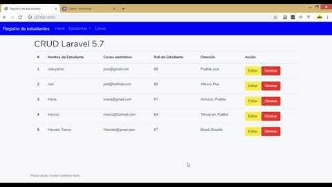 8. Aplicación Web Registro de estudiantes (CRUD) con Laravel 5.7, Mostrando registros Update