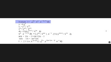 Evaluate: I= integration 0 to ∞ x^m e^(–kx^n) dx