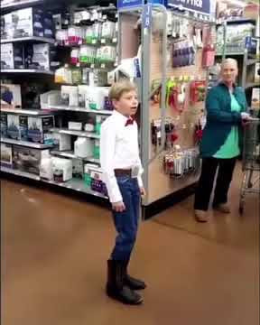 Boy sings in Walmart full video