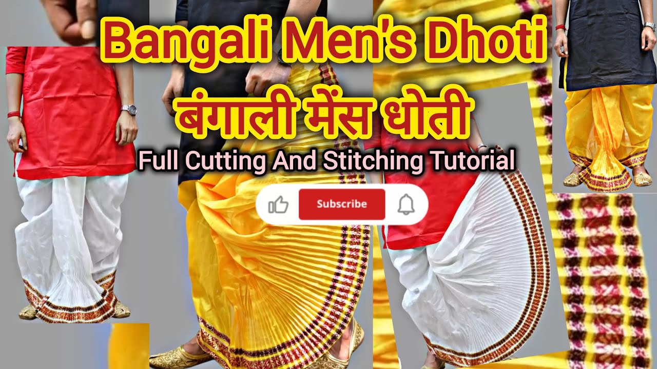 Bangali Men's Dhoti Full Cutting and Stitching 