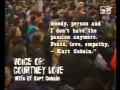 Cobain's suicide note read by Courtney Love + talking at candlelight vigil