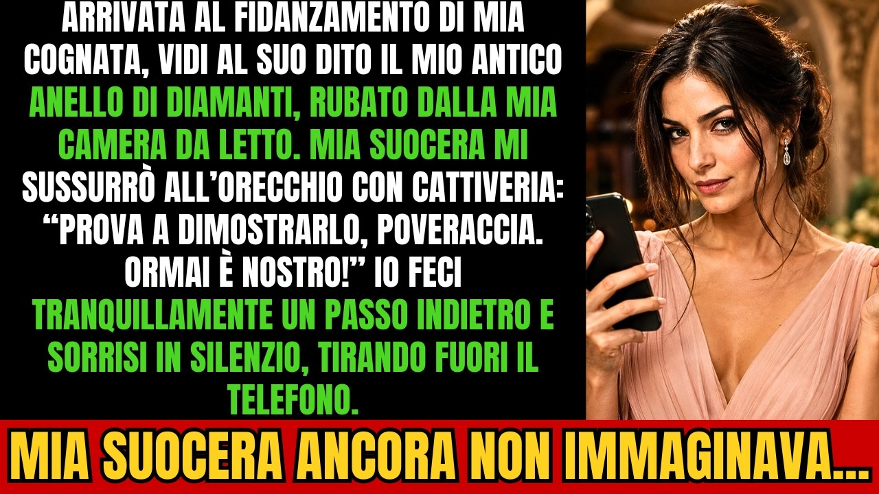 Al fidanzamento di mia cognata, ho guardato la mano di Cristina e ho visto il mio anello. Quello rubato dalla mia camera tre settimane prima. Mia suocera si è avvicinata e mi ha sussurrato: “Prova...