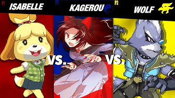 SSF2 9b Mod Fights: Isabelle VS Kagerou VS Wolf